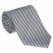 Silver/Black Striped Tie [TPASBSI]